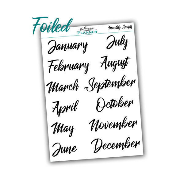 FOIL Monthly Scripts - Planner Stickers