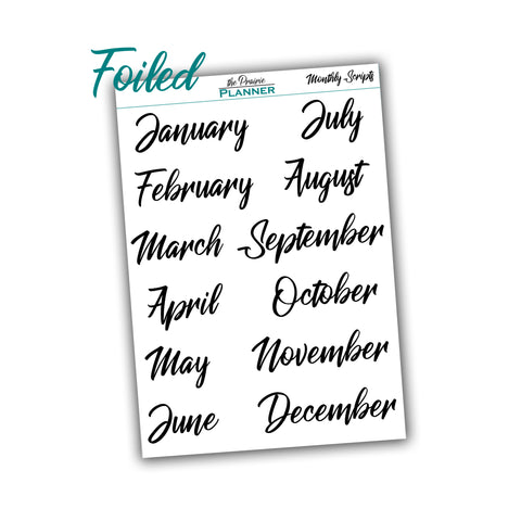 FOIL Monthly Scripts - Planner Stickers