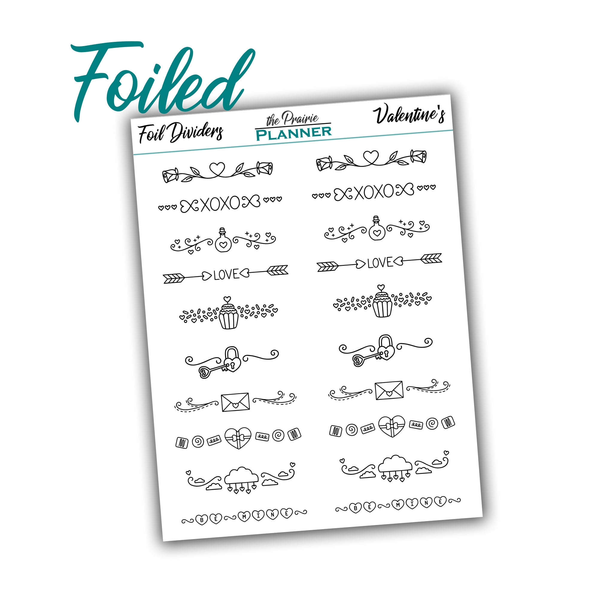FOIL DIVIDERS - Valentine's Day - Overlay - Planner Stickers