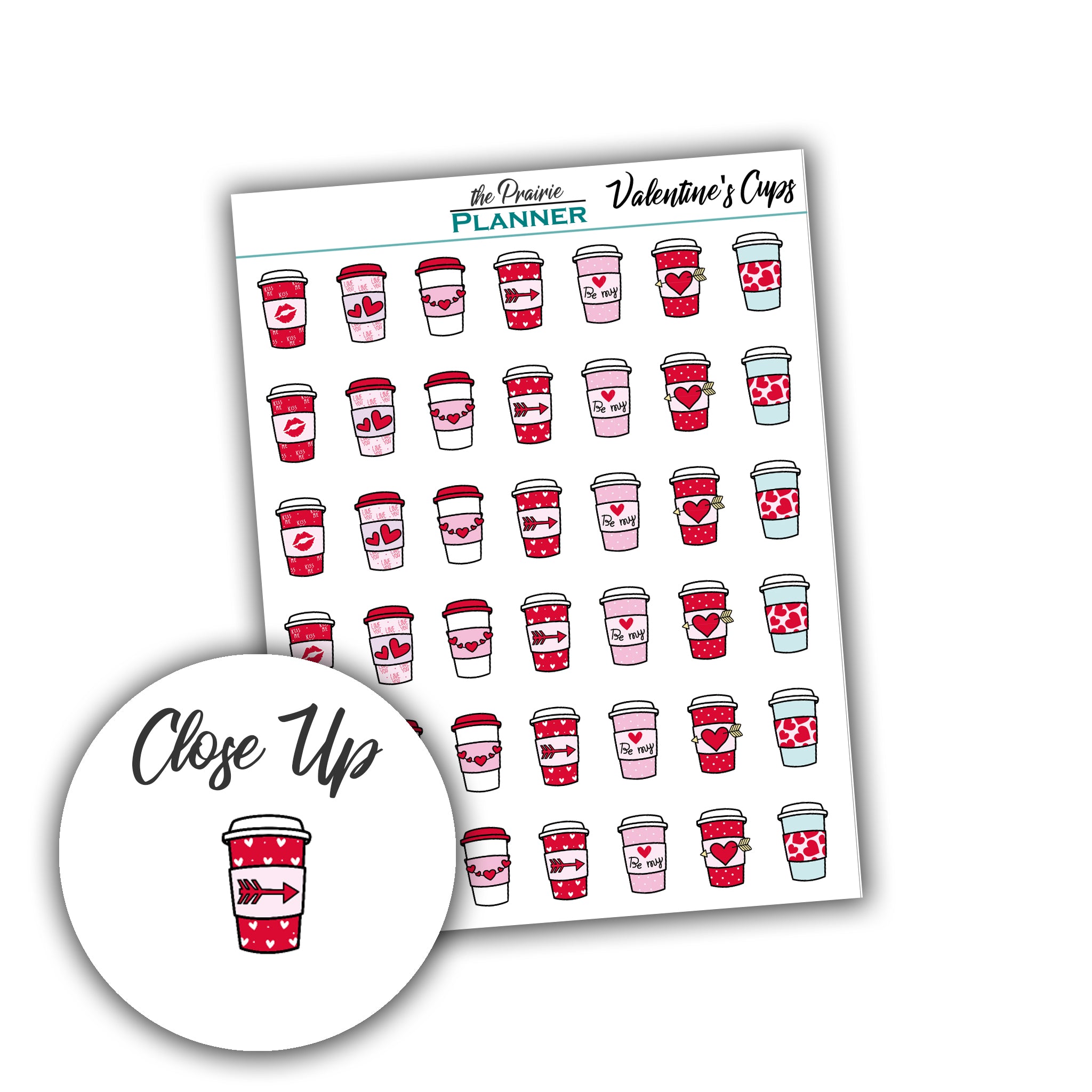 Valentine's Day Cups - Planner Stickers