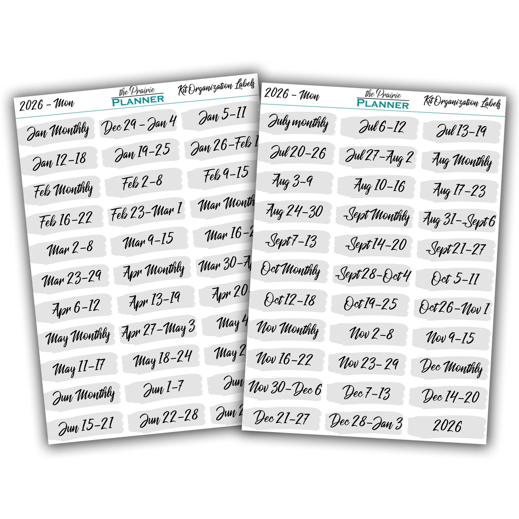 2026 Kit Organization Labels