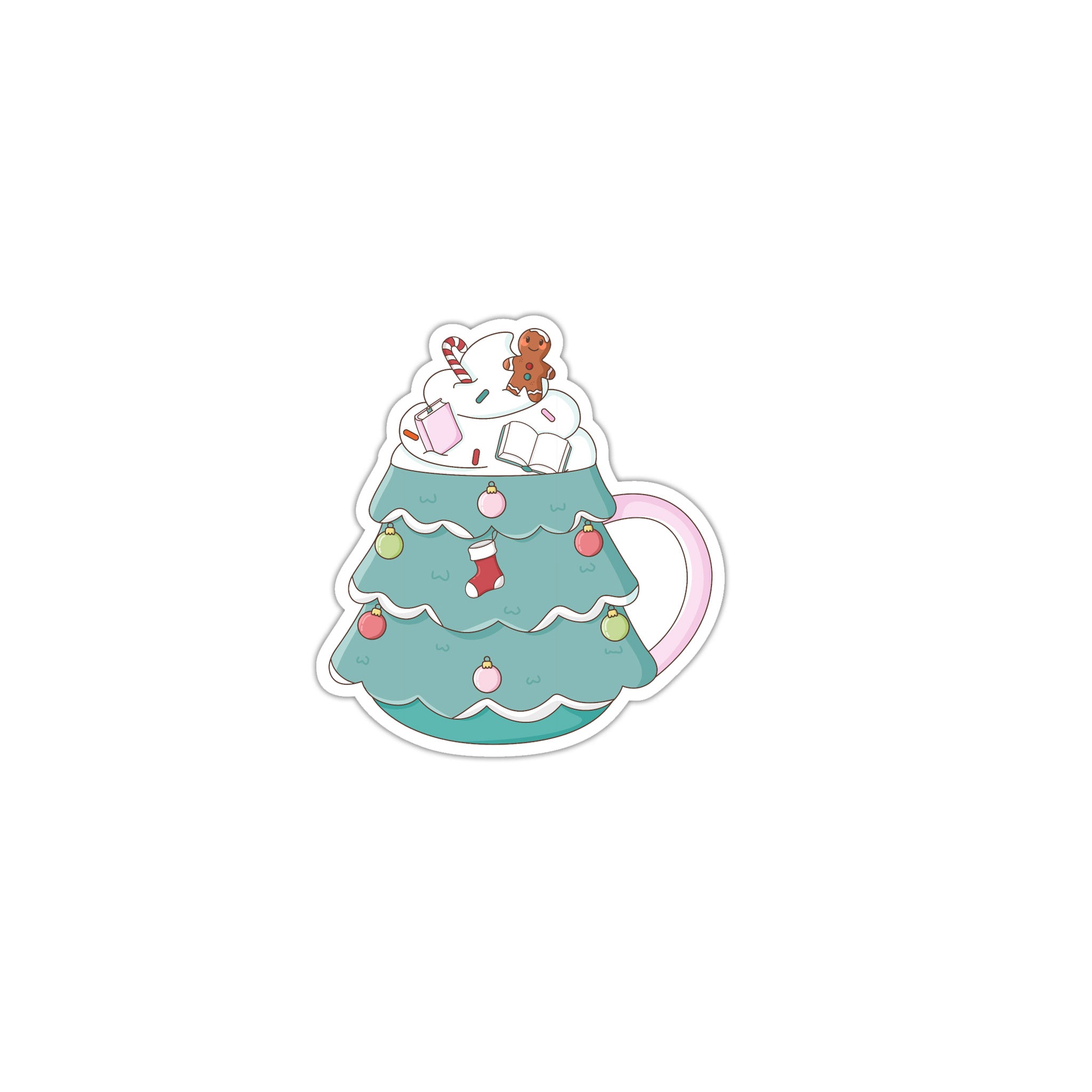 Christmas Tree Mug Die Cut Sticker