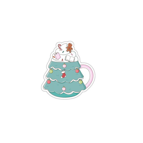 Christmas Tree Mug Die Cut Sticker