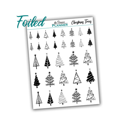 FOIL Christmas Trees - Planner Stickers