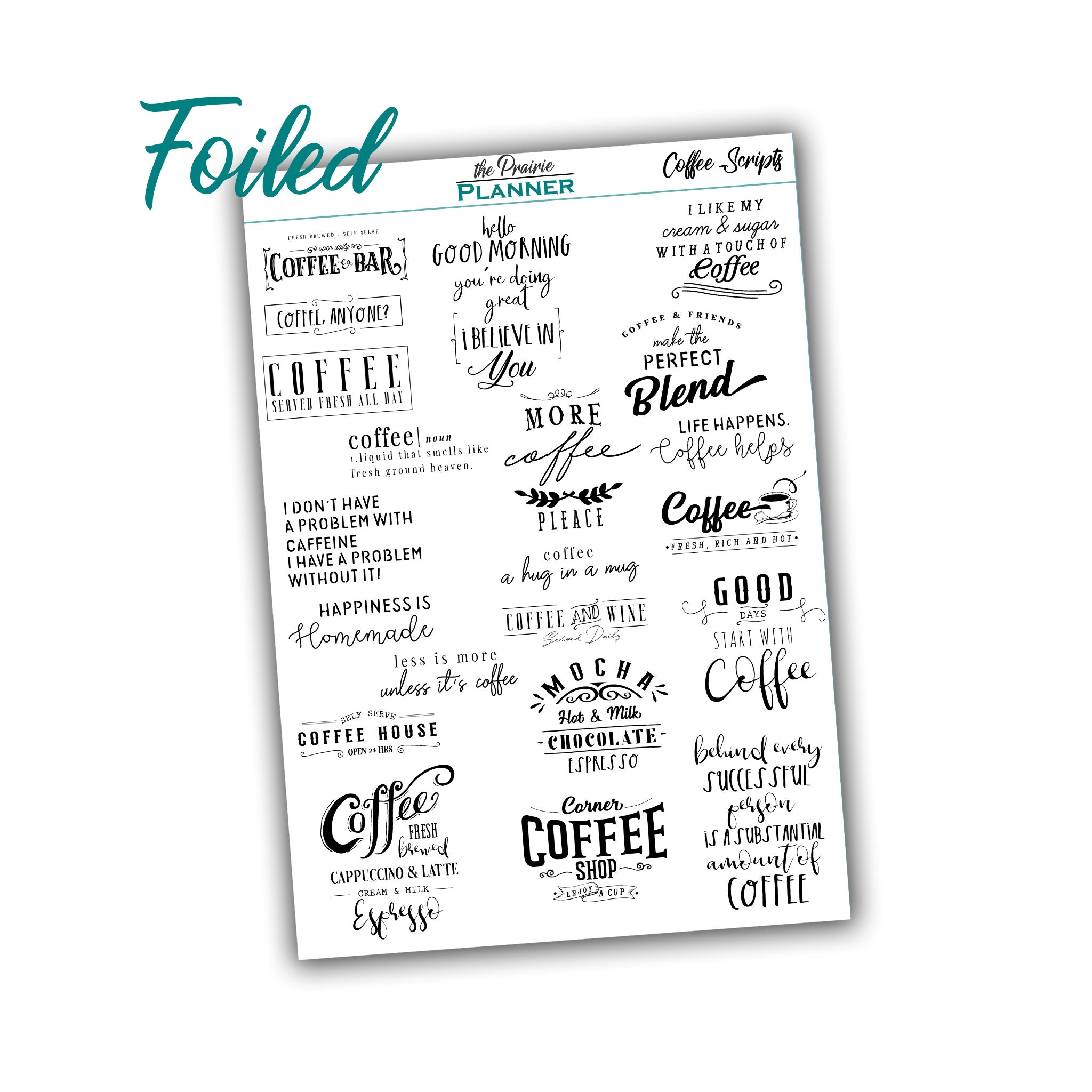 FOIL Coffee Quotes - Planner Stickers