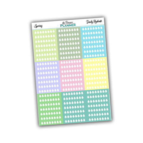 Daily Hydration - Spring Multi-Colour - Planner Stickers