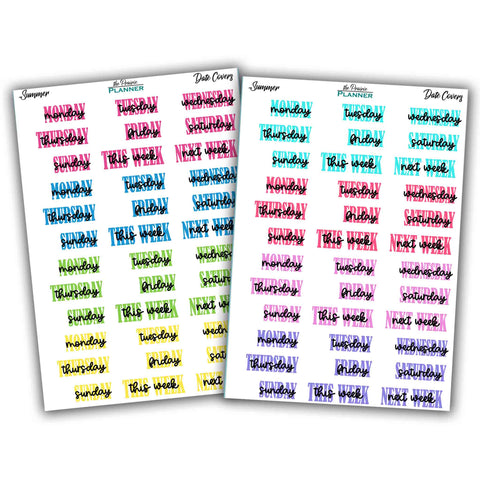 Date Covers 2 - Winter Multi-Colour - Planner Stickers