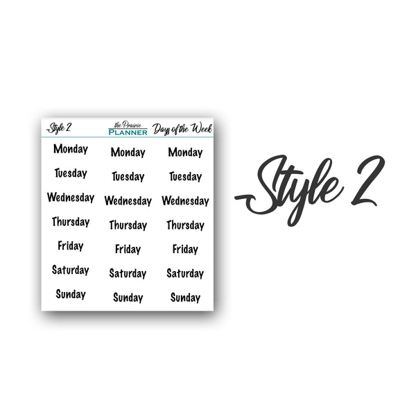 Days of the Week Scripts - Planner Stickers