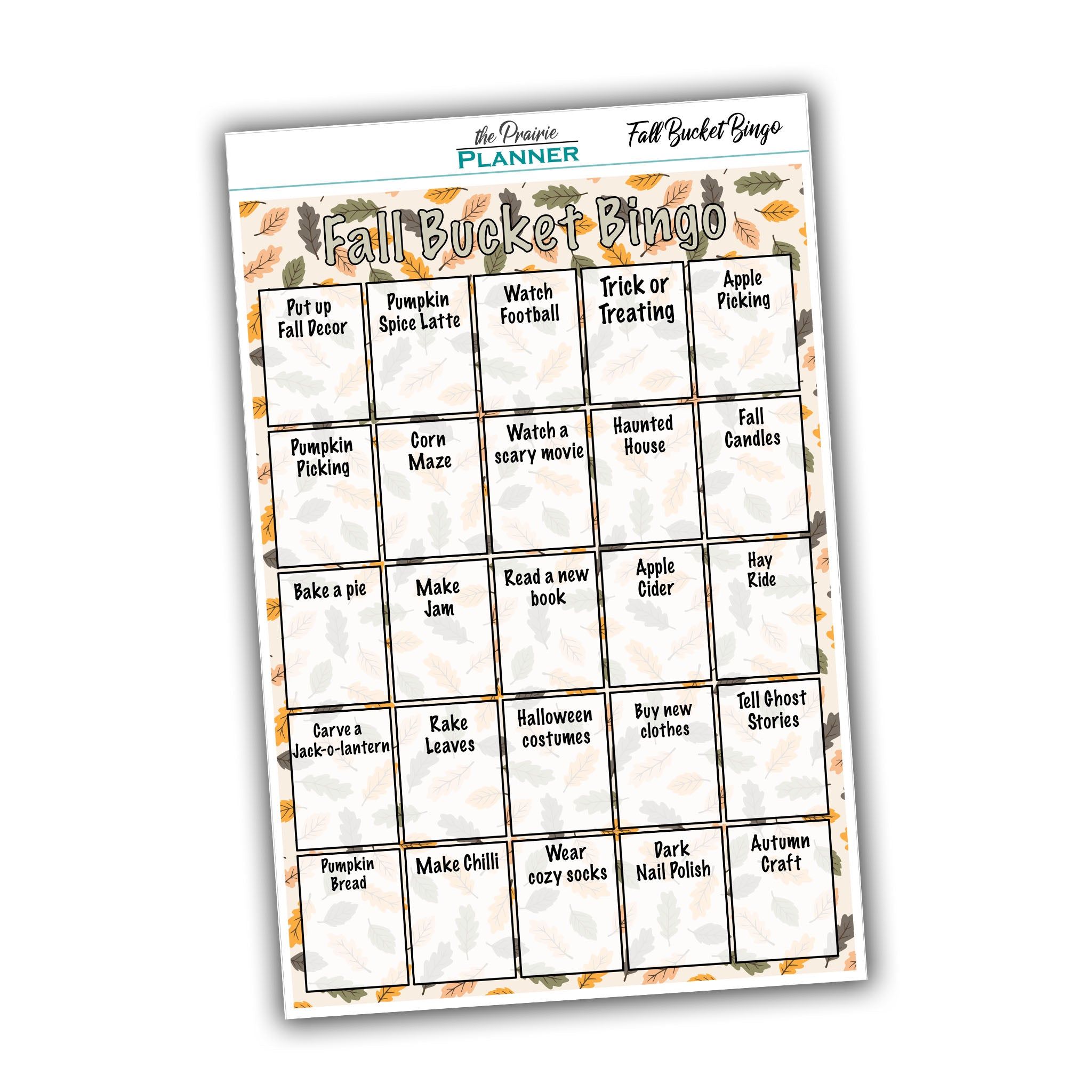 Fall Bucket Bingo