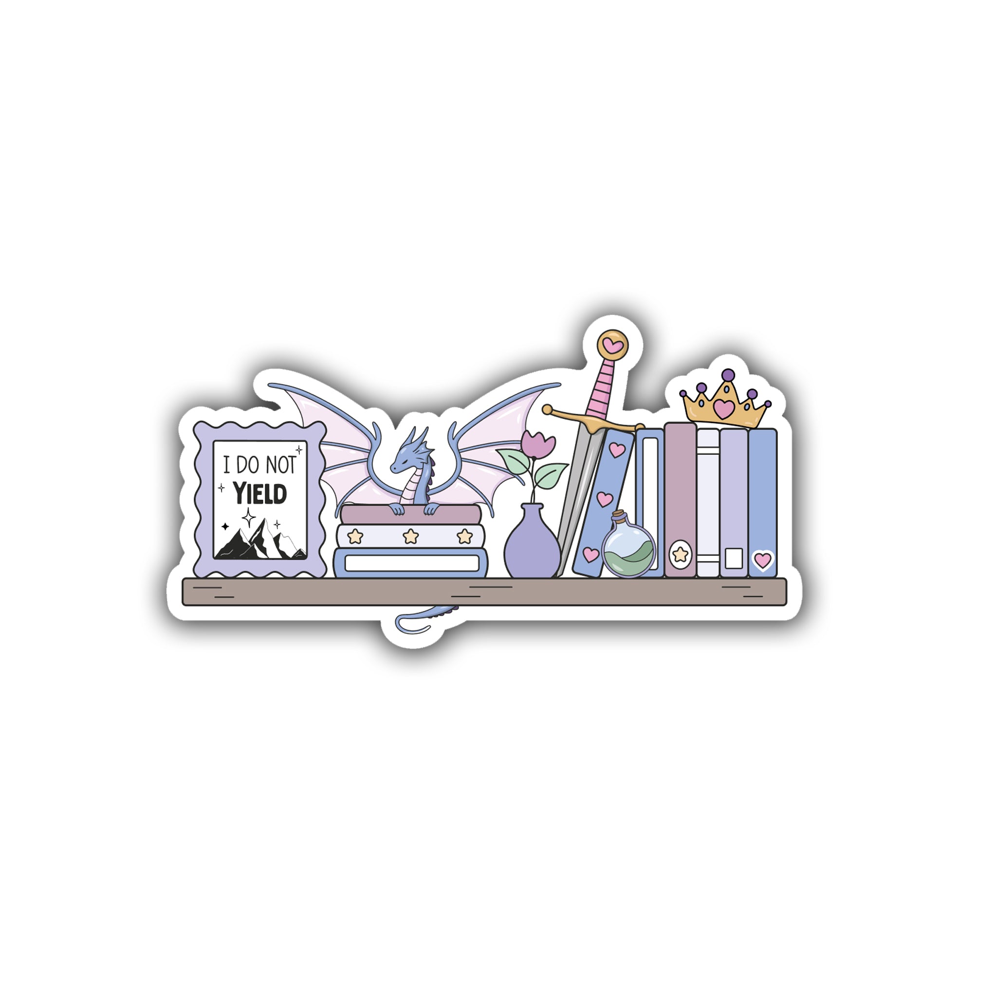 Fantasy Bookshelf Die Cut Sticker