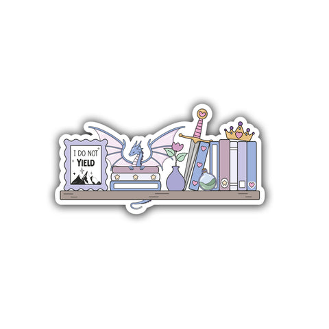 Fantasy Bookshelf Die Cut Sticker