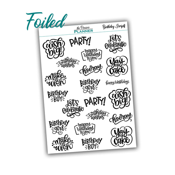 FOIL Birthday Quotes - Planner Stickers