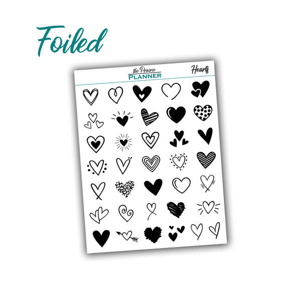 FOIL Hearts - Planner Stickers