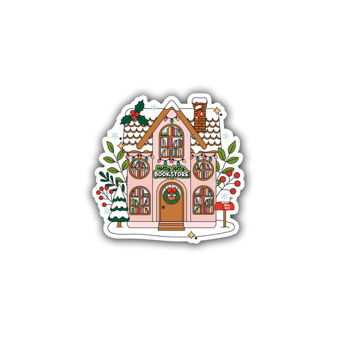 Holly Jolly Bookstore Die Cut Sticker