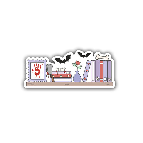 Horror Bookshelf Die Cut Sticker