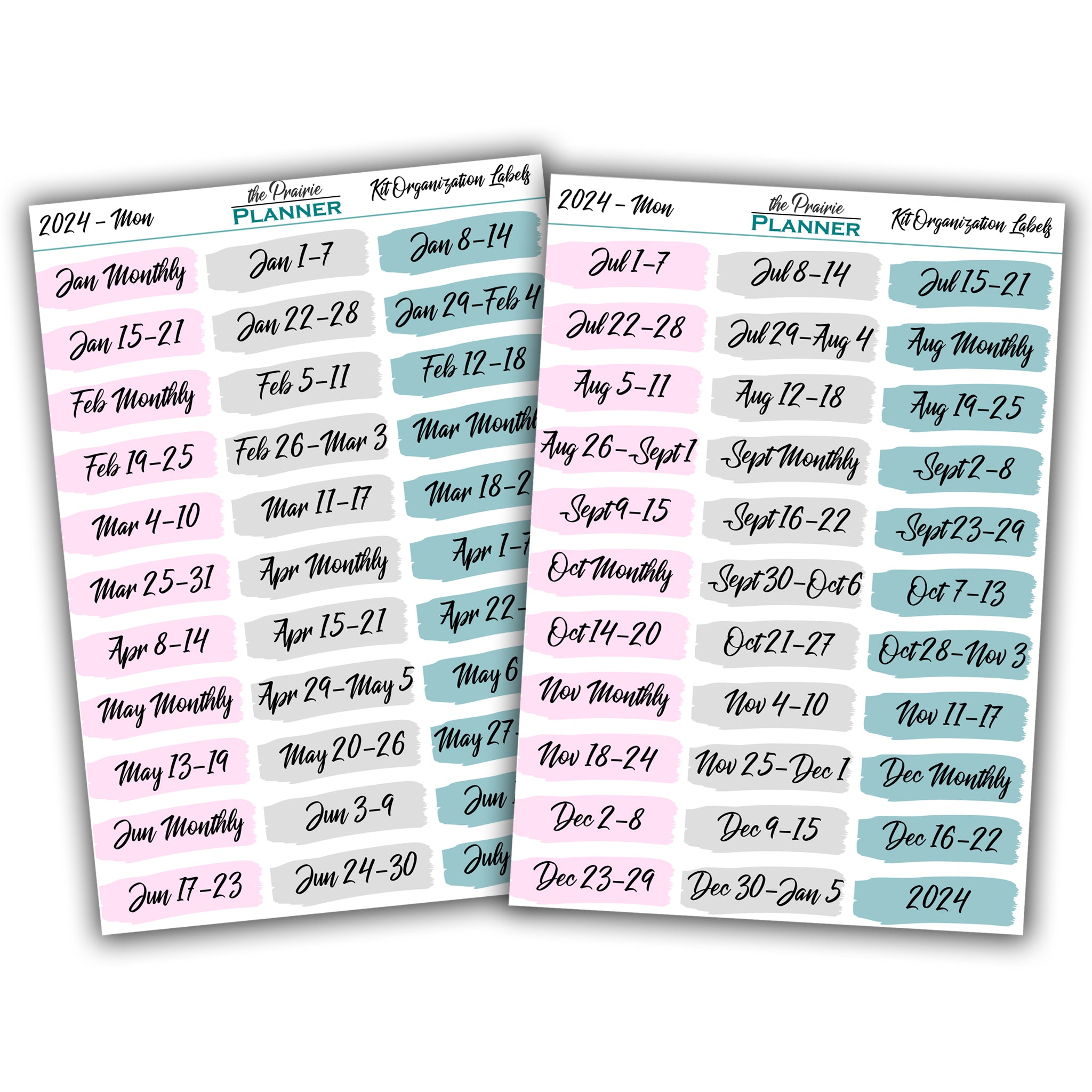 2024 Kit Organization Labels - Planner Stickers