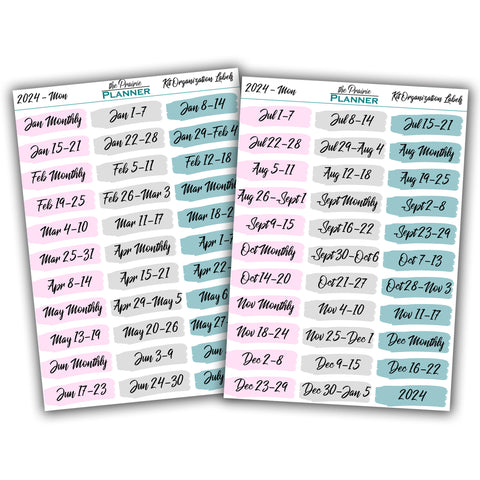 2024 Kit Organization Labels - Planner Stickers