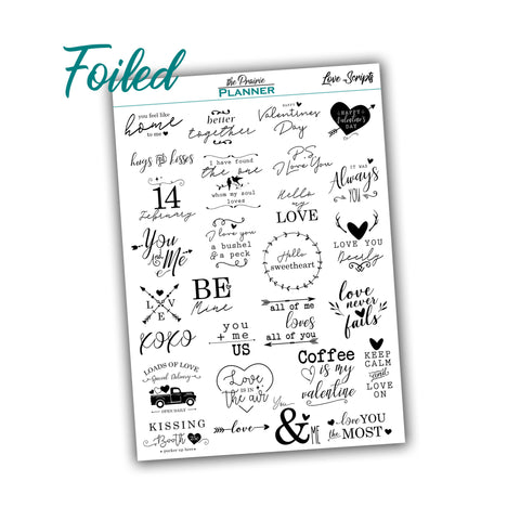 FOIL Love Quotes - Planner Stickers