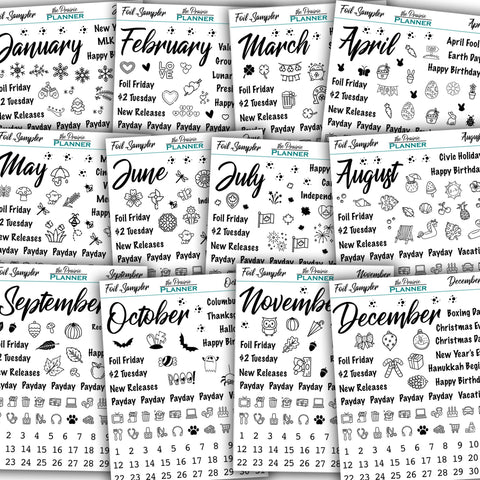 FOIL Monthly Sampler - July - Aug - Planner Stickers