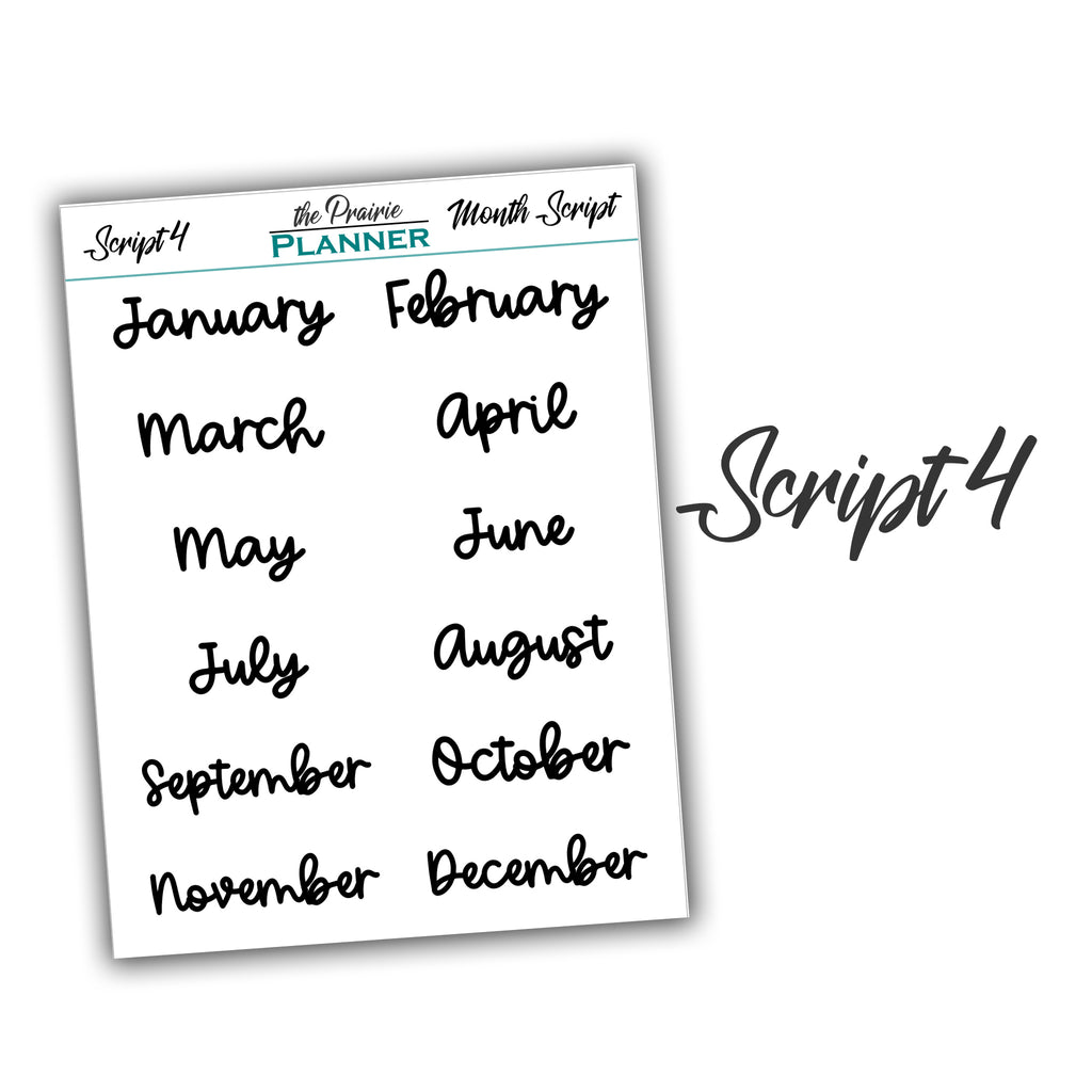 Month Scripts - Planner Stickers – the Prairie Planner