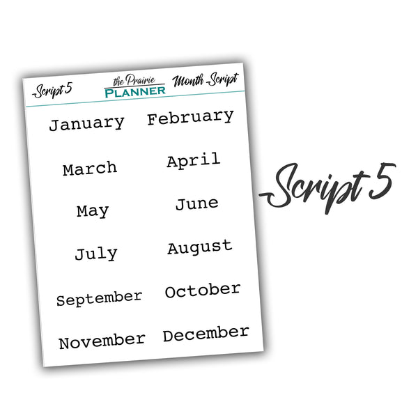 FOIL Month Scripts - Planner Stickers