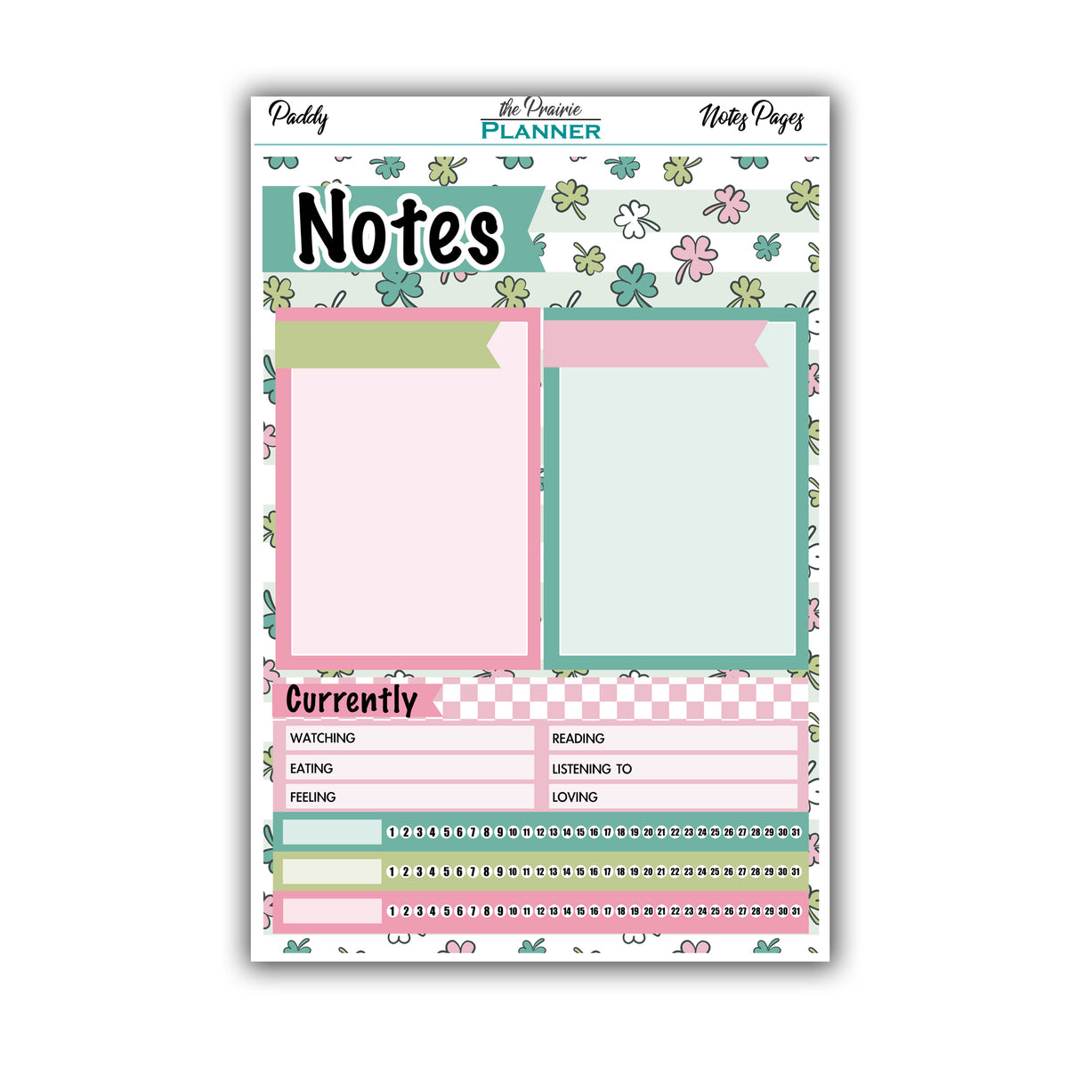 Paddy | Monthly Notes – the Prairie Planner