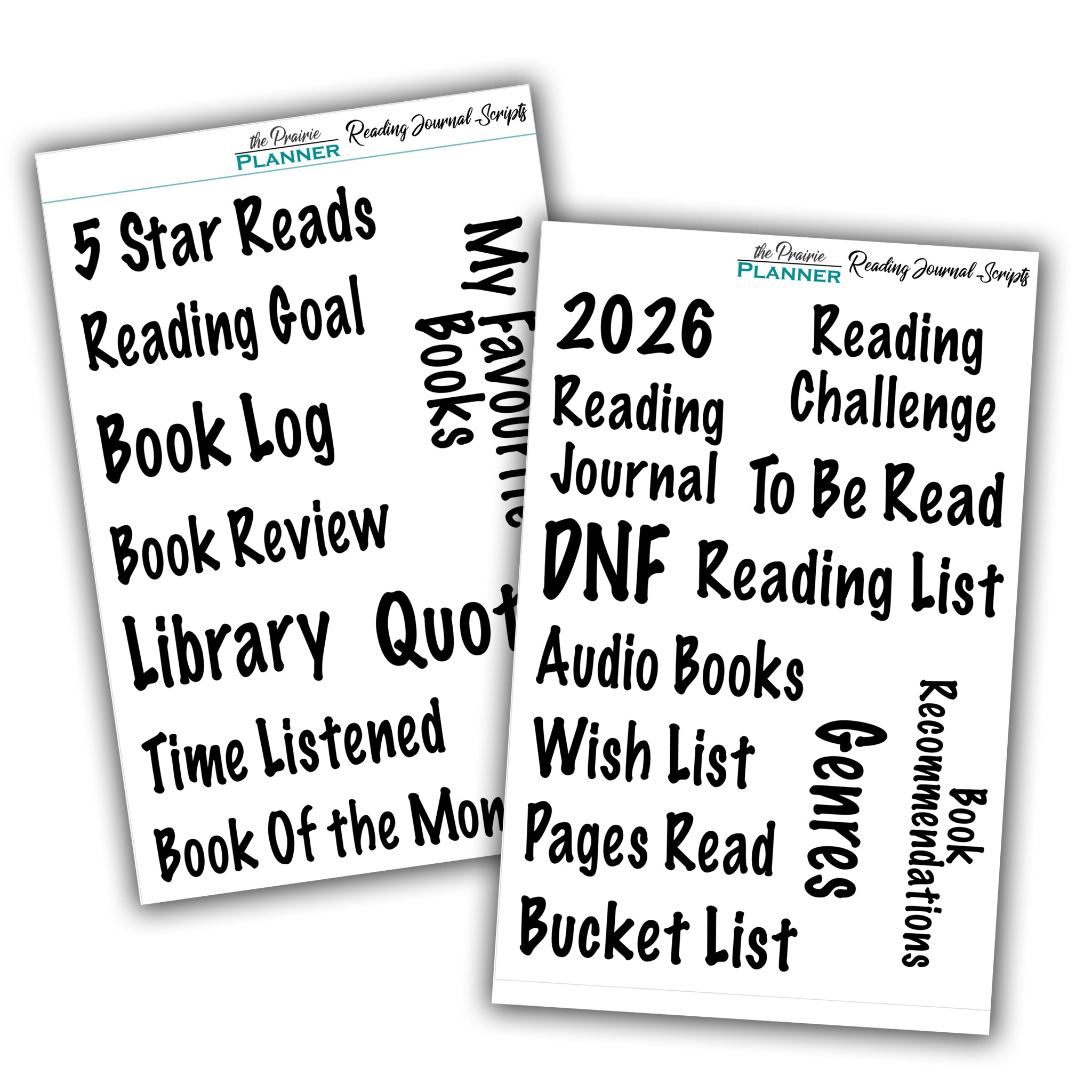 Reading Journal Scripts – the Prairie Planner
