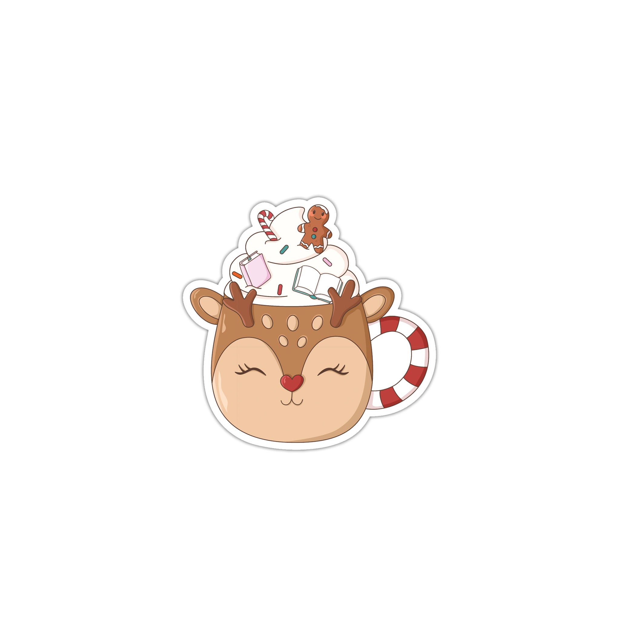 Reindeer Mug Die Cut Sticker