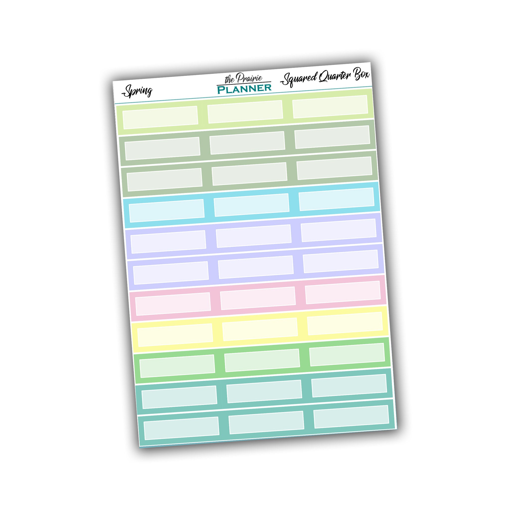 Squared Quarter Boxes - Spring Multi Colour - Planner Stickers