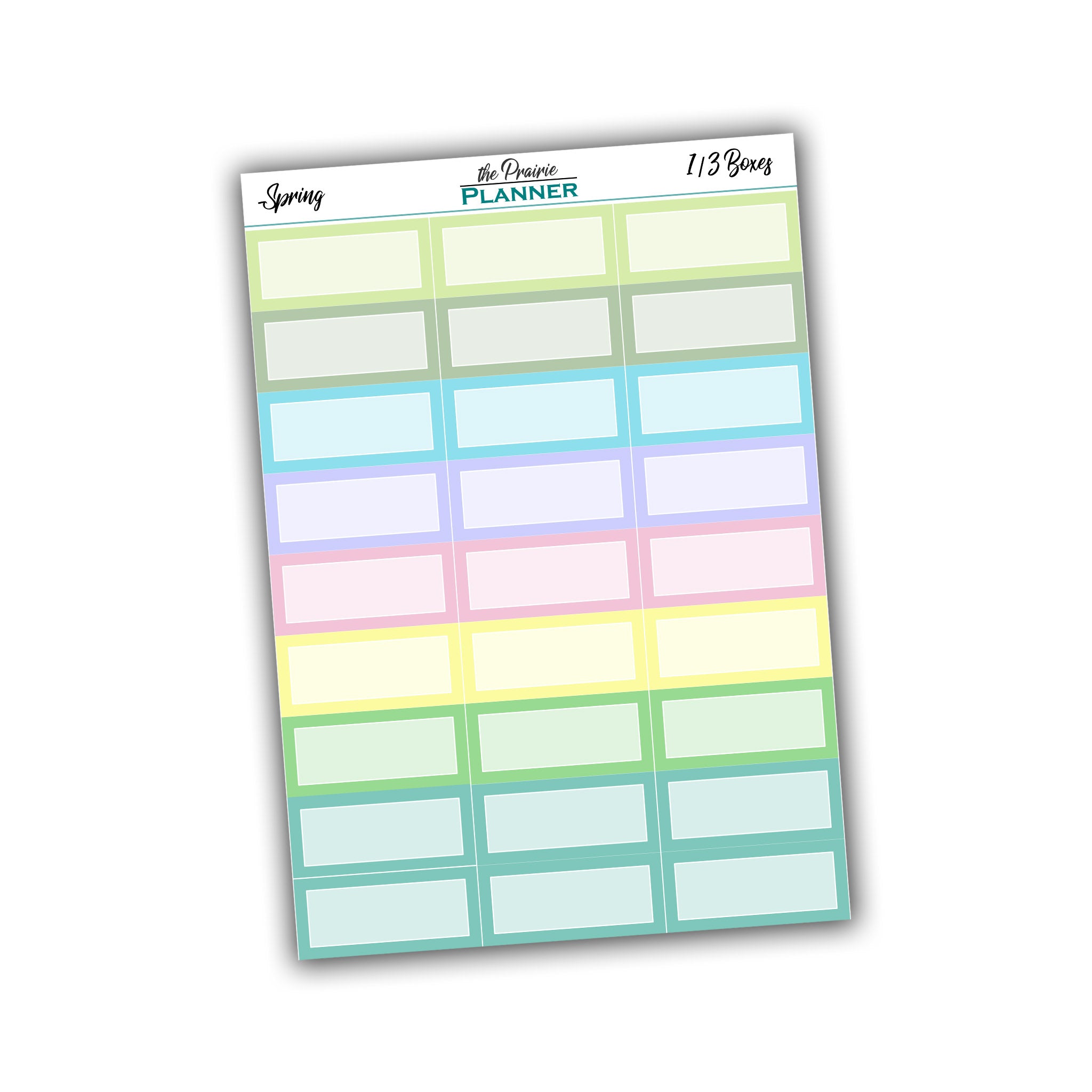 Squared Third Boxes - Spring Multi Colour - Planner Stickers