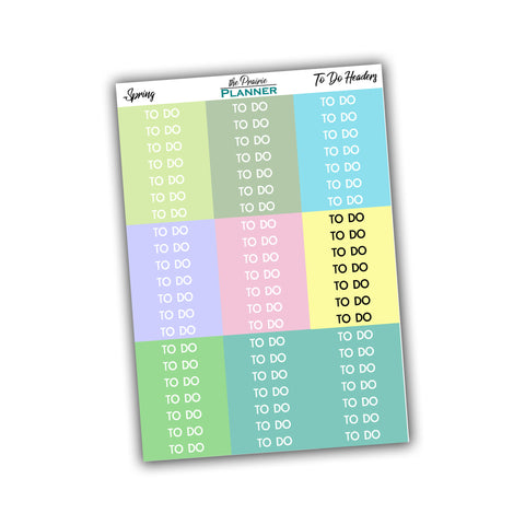 To Do Headers - Spring Multi-Colour - Planner Stickers