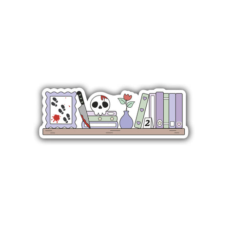 True Crime Bookshelf Die Cut Sticker
