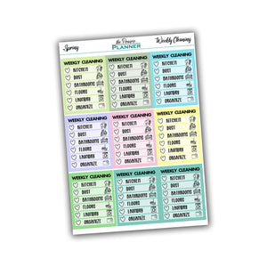 Weekly Cleaning - Spring Multi-Colour - Planner Stickers