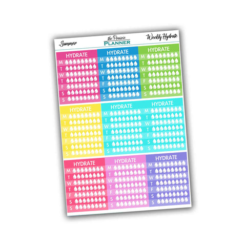 Weekly Hydration Tracker - Summer Multi-Colour