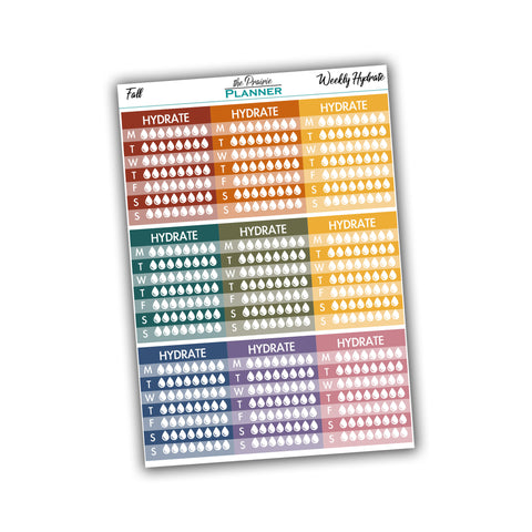 Weekly Hydration Tracker - Fall Multi-Colour