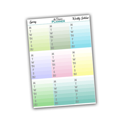 Weekly Sidebar - Spring Multi-Colour - Planner Stickers