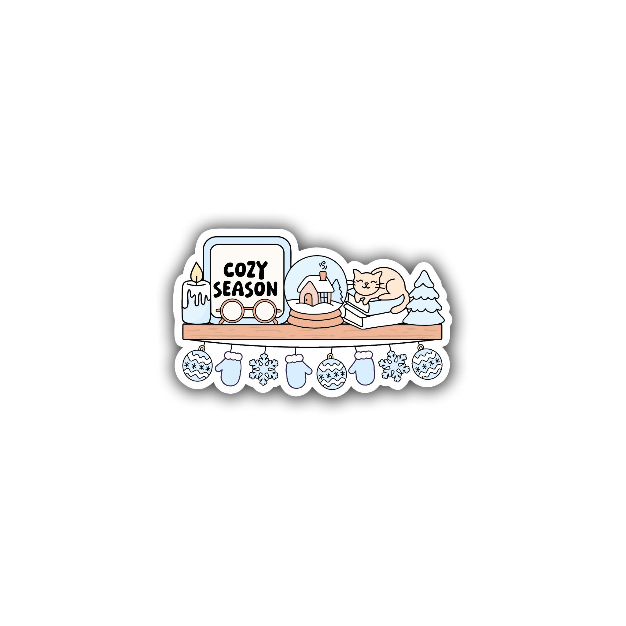 Winter Bookshelf Die Cut Sticker