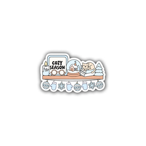 Winter Bookshelf Die Cut Sticker