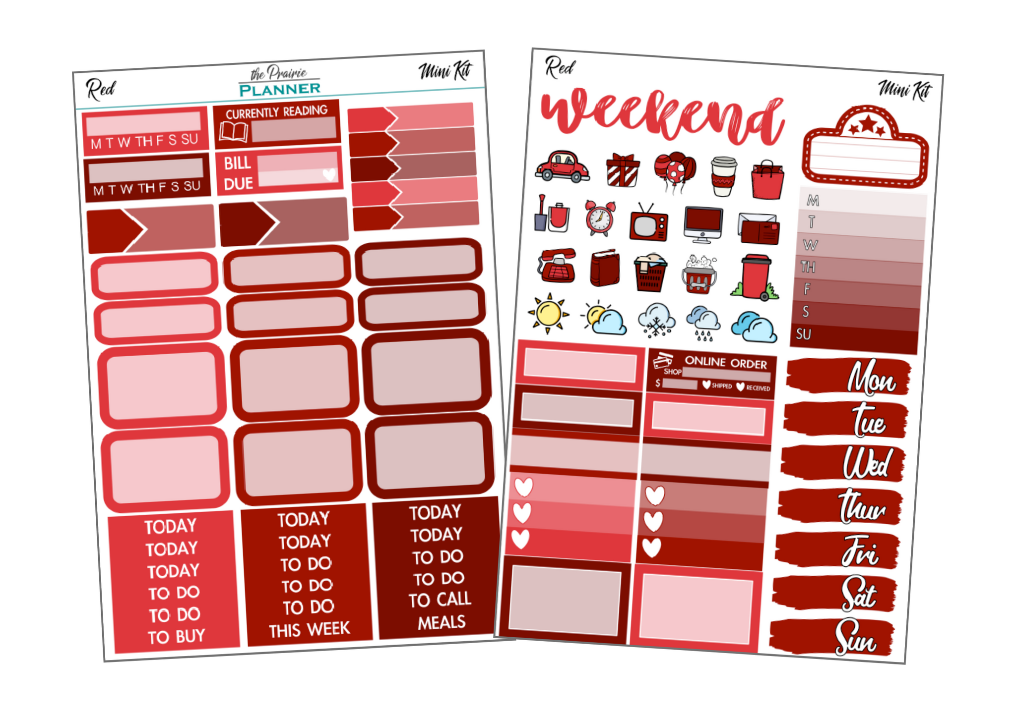 Mini Kit - Red - Planner Stickers
