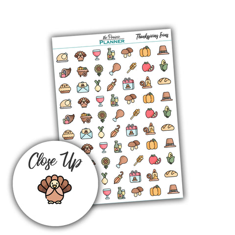 Thanksgiving Icons - Planner Stickers