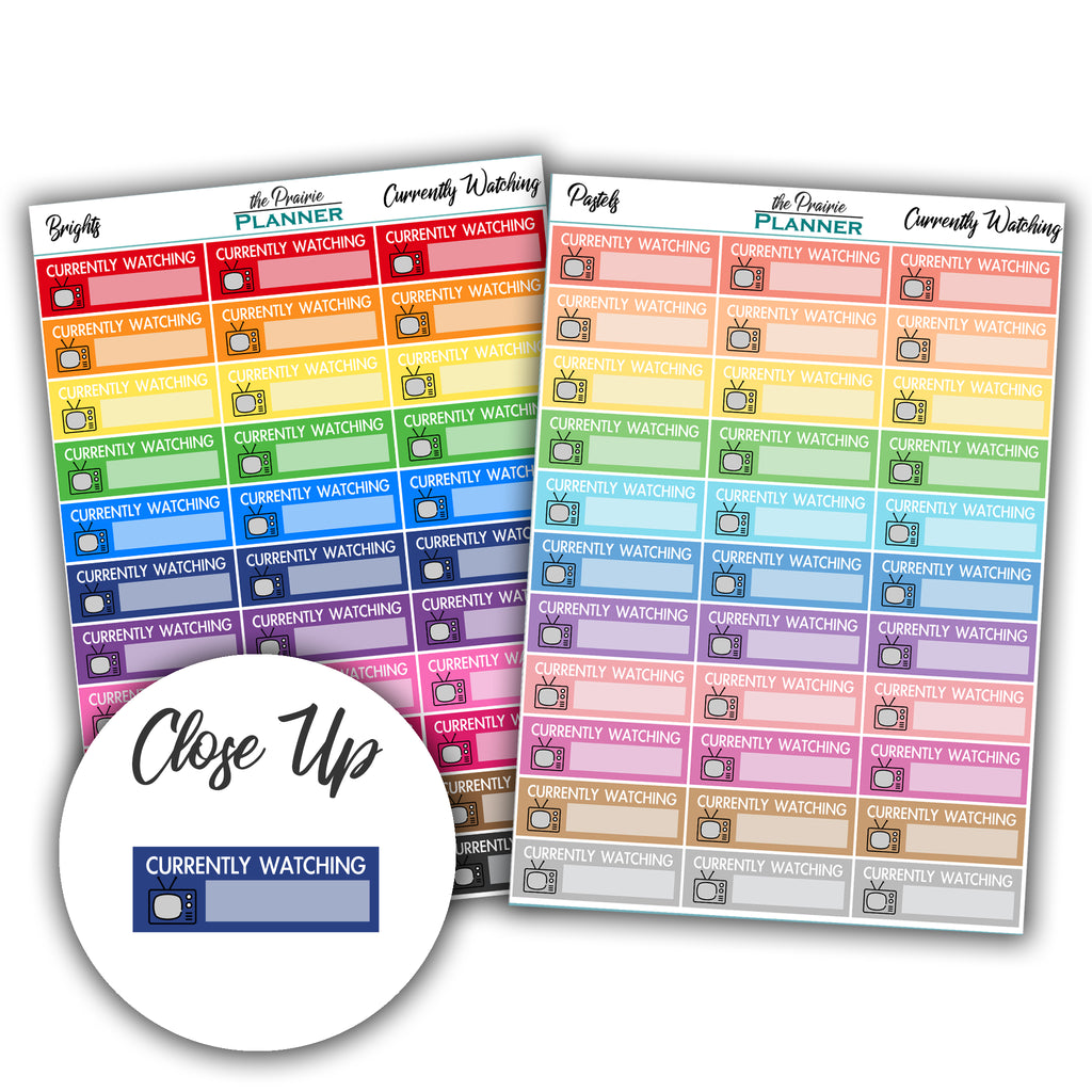 Wathcing Sticker Currently Watching - Planner Stickers – the Prairie Planner