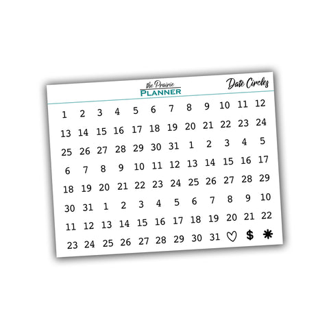 Date Circles - Planner Stickers