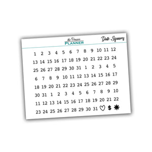 Date Squares - Planner Stickers