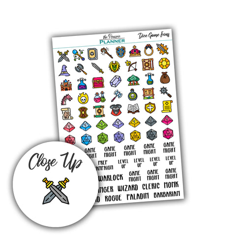 Dice Game Icons - Planner Stickers