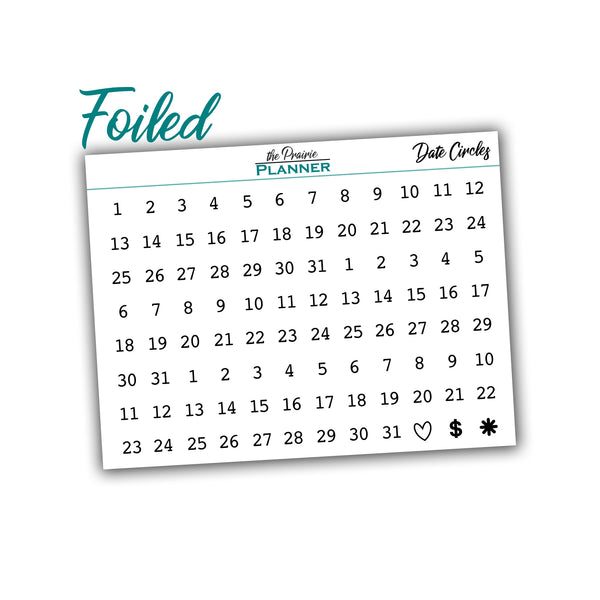 FOIL Date Circles - Planner Stickers