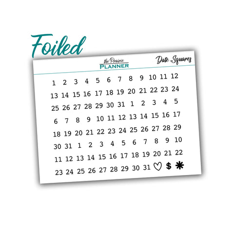 FOIL Date Squares - Planner Stickers