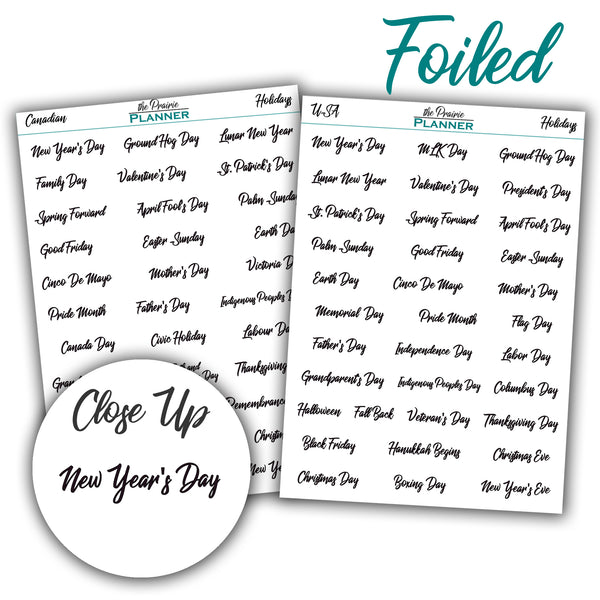 FOIL Holidays Option 2 (CAN & USA) - Planner Stickers
