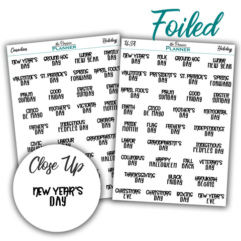 FOIL Holidays Option 1 (CAN & USA) - Planner Stickers