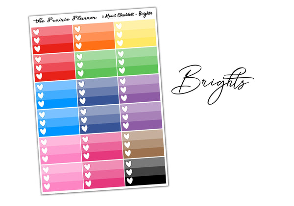 3 Heart Checklist -  Planner Stickers