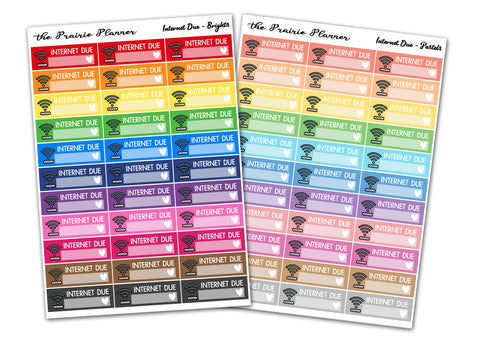 Internet Bill - Planner Stickers